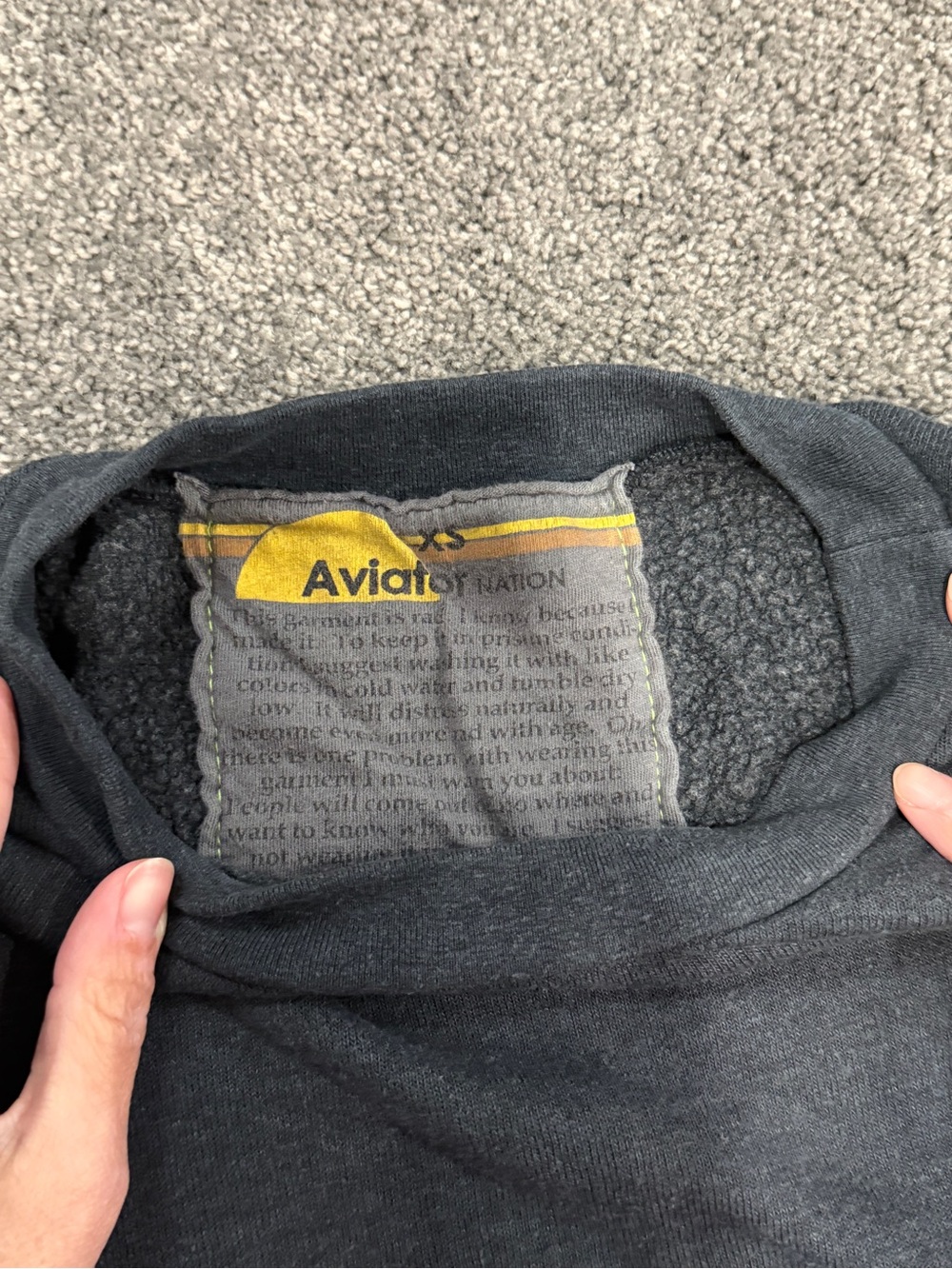 Aviator Nation Black Crewneck with Rainbow Heart Patch - Picture 2 of 3